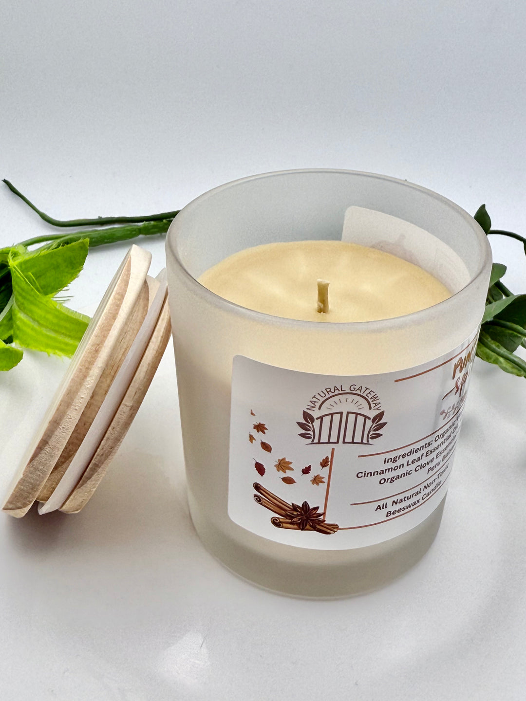 Pumpkin Spice Beeswax Candle (Clear Frosted Glass)