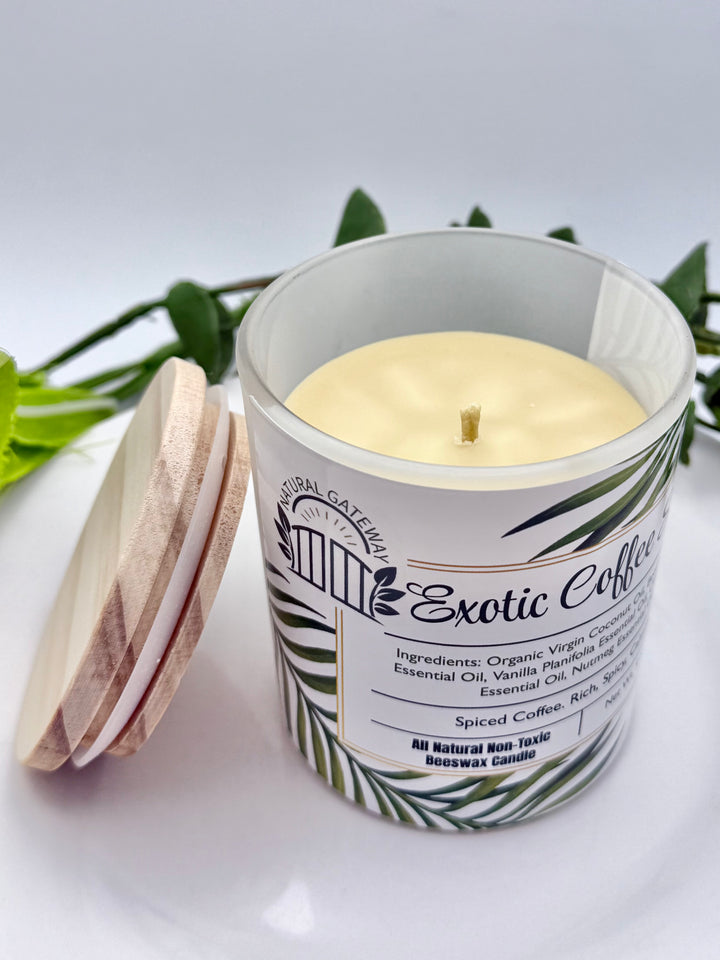 Exotic Coffee Spice Beeswax Candle (Clear Frosted Glass)
