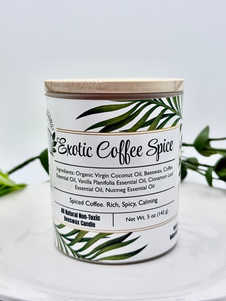 Exotic Coffee Spice Beeswax Candle (Clear Frosted Glass)