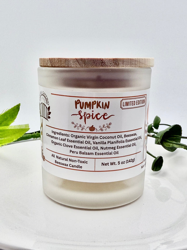 Pumpkin Spice Beeswax Candle (Clear Frosted Glass)