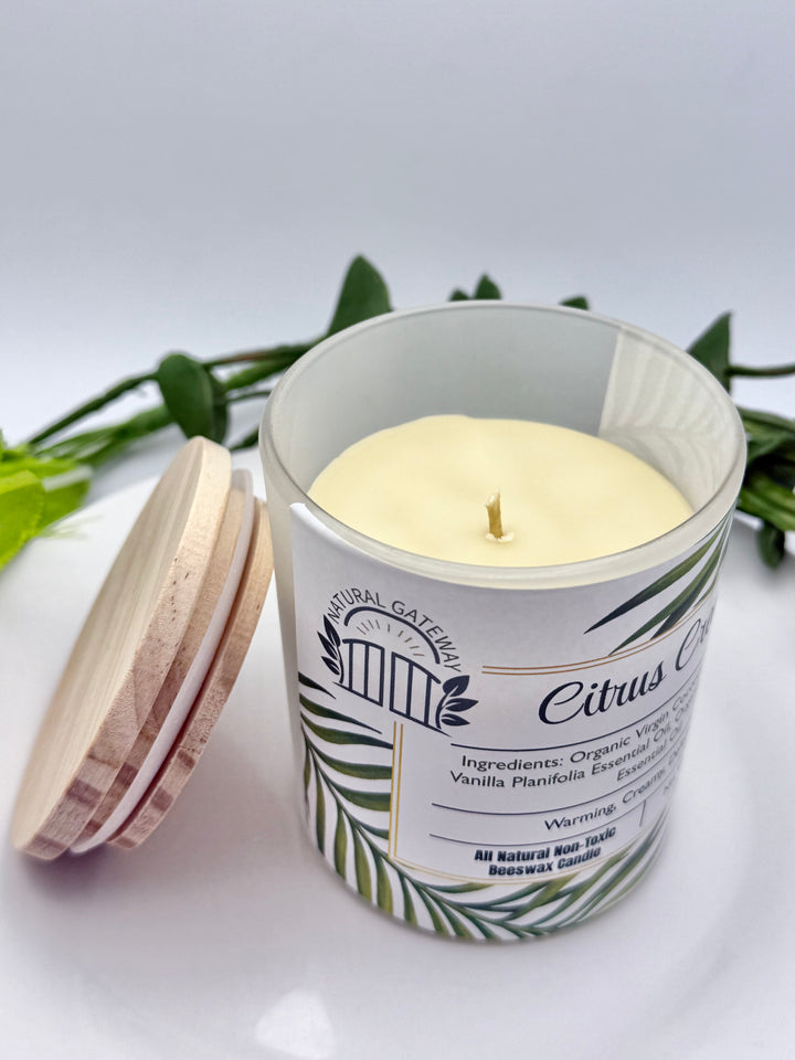 Citrus Cream Beeswax Candle (Clear Frosted Glass)
