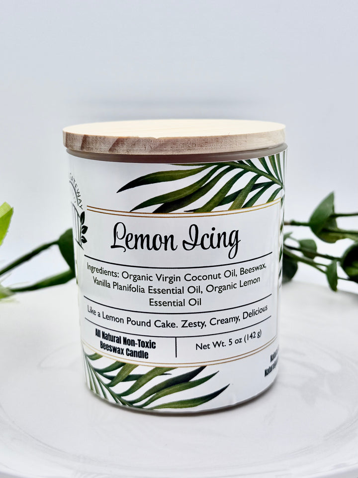 Lemon Icing Beeswax Candle (Clear Frosted Glass)