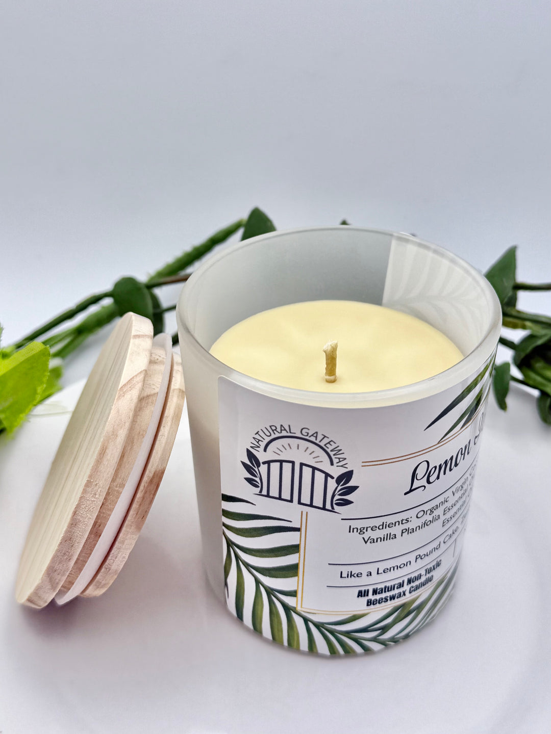 Lemon Icing Beeswax Candle (Clear Frosted Glass)