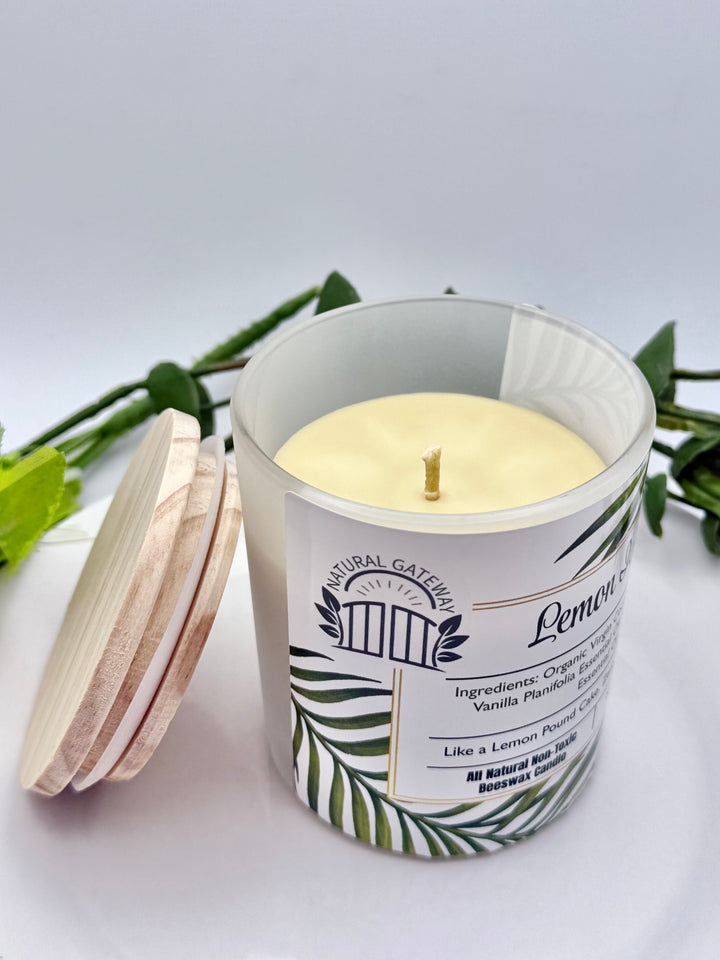 Lemon Icing Beeswax Candle (Clear Frosted Glass)