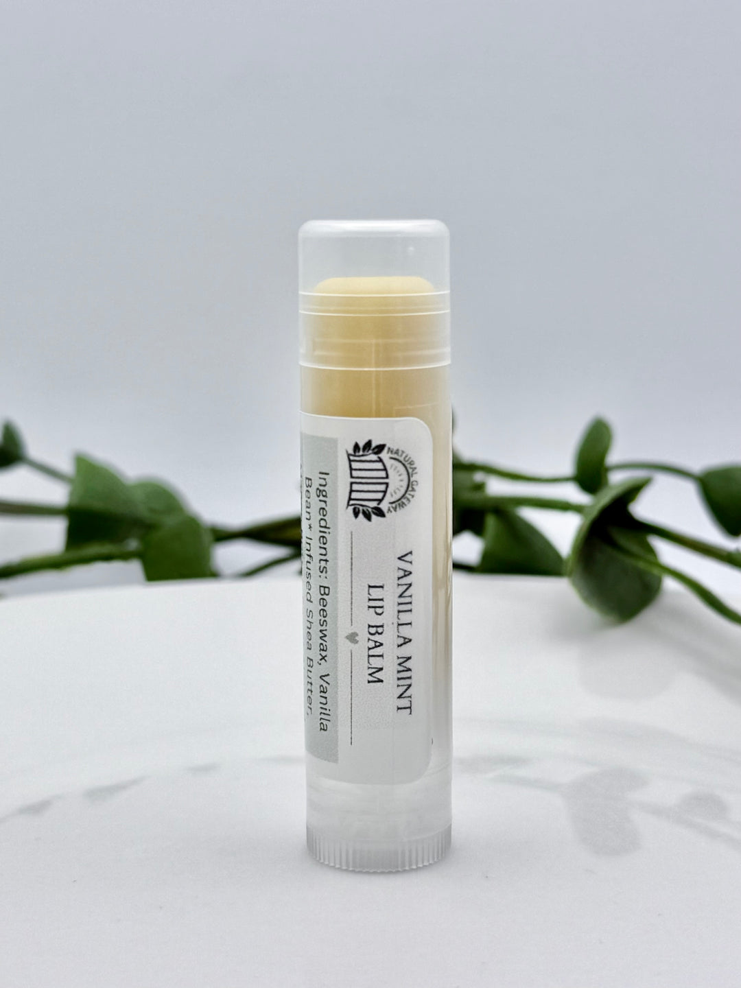 Vanilla Mint Lip Balm product photo showing tube packaging